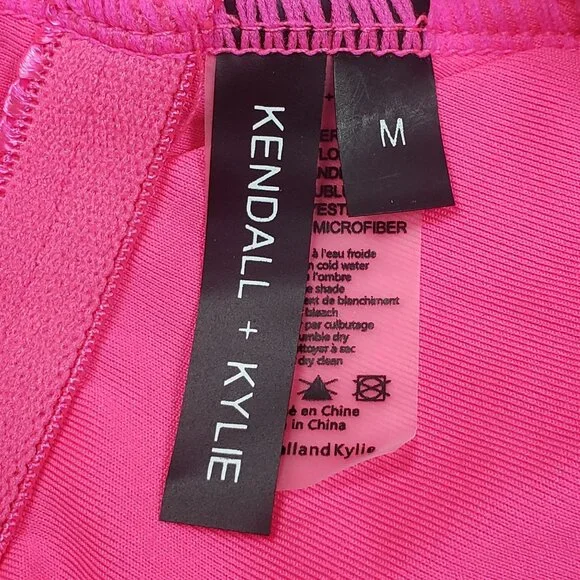 Kendall and Kylie One Piece Swimsuit Women's Medium Neon Pink & Black Call Out - Picture 2 of 16